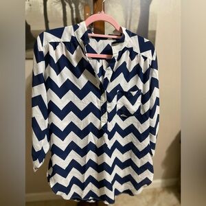 Cals Navy and White Chevron Shirt